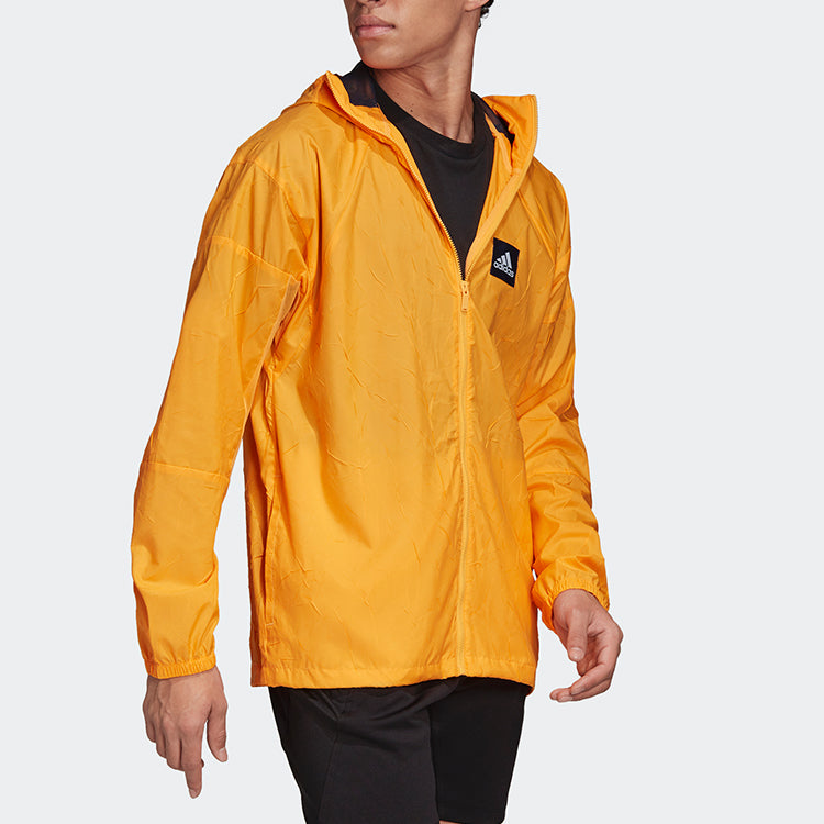 adidas Zipper Casual Sports Hooded Jacket Yellow FR8288