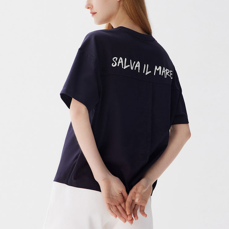 (WMNS) FILA Loose Round Neck Casual Sports Short Sleeve Blue F11W128118F-NV