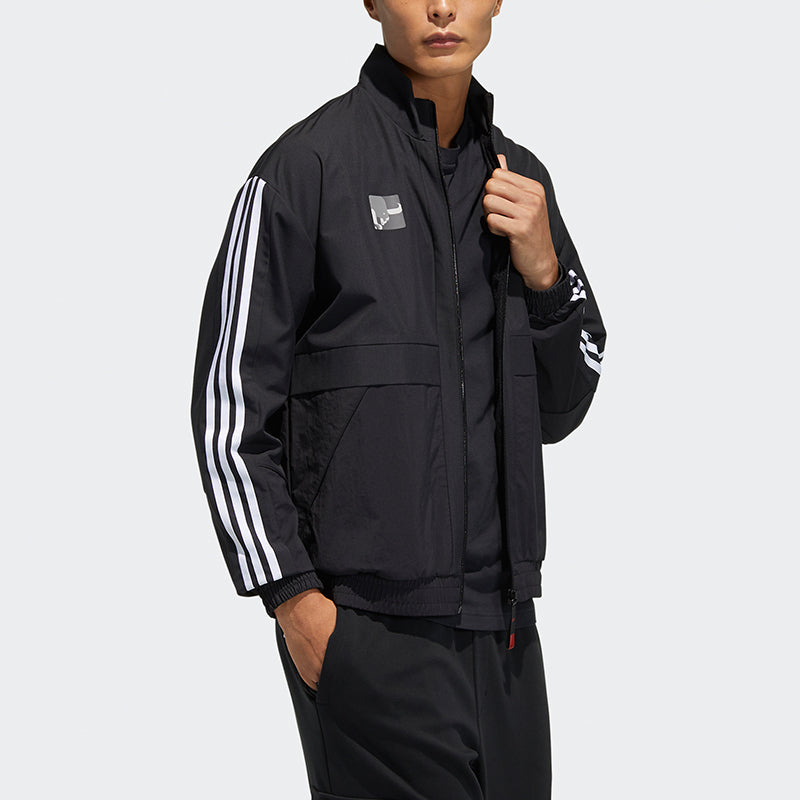 adidas Cny Jkt South Fleece Lined Stay Warm Stand Collar Sports Jacket Black GP1823