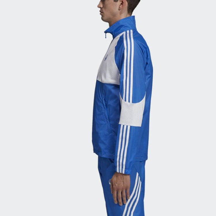 adidas originals x Oyster Track Crossover Splicing Contrasting Colors Stripe Sports Stand Collar Jacket Blue ED6871