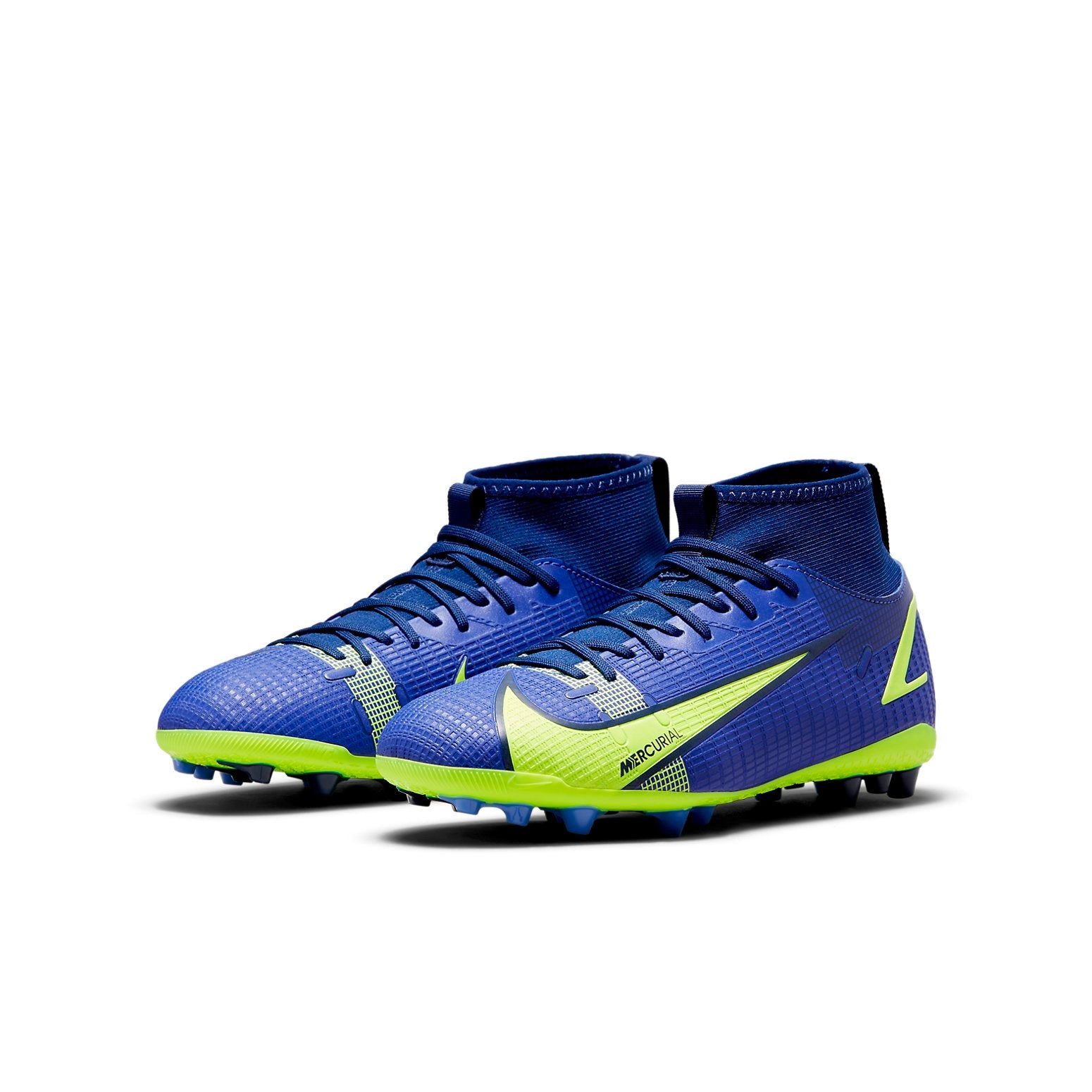 (GS) Nike Jr Mercurial Superfly 8 Academy AG Artificial Grass 'Dark Blue Neon Green' CV0732-474