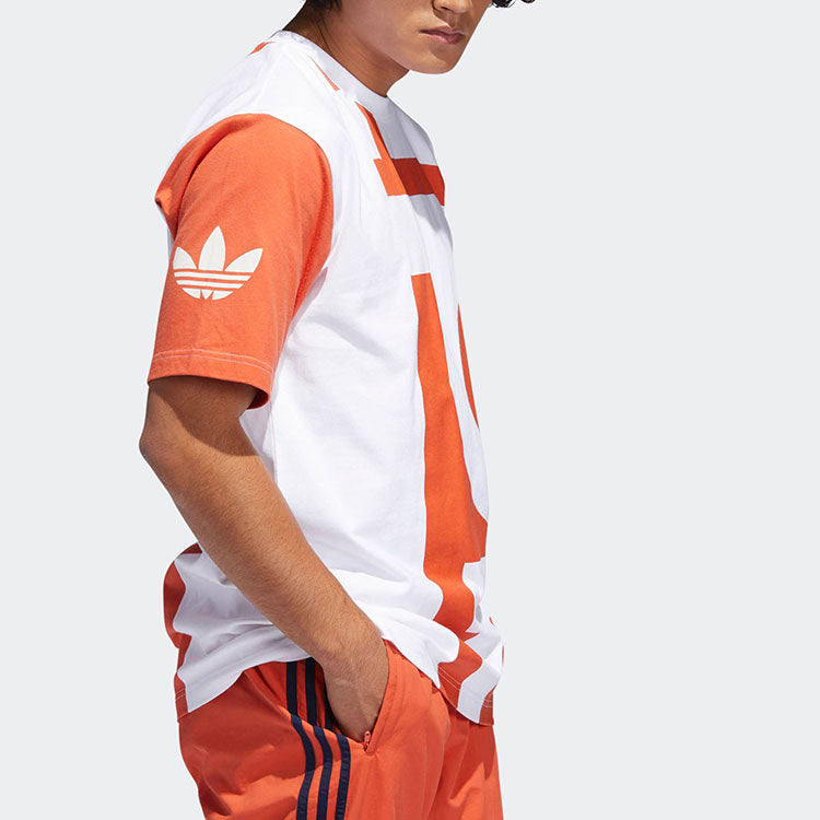 adidas originals Bigaditee Casual Large Logo Printing Round Neck Pullover Breathable Short Sleeve Orange DY6652