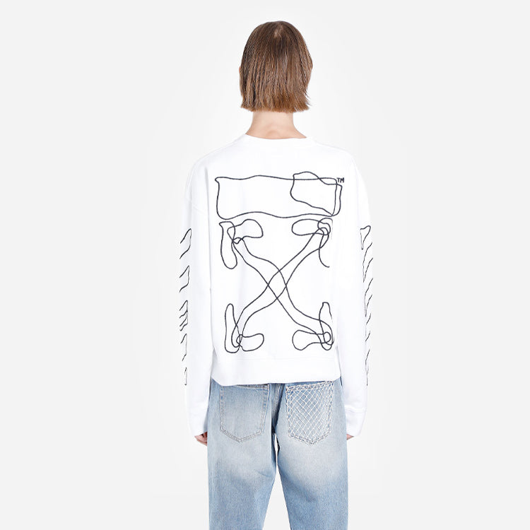 Off-White Abstract Arrows Sweatshirt Arrow Long Sleeves Pullover White OMBA035F19E300110110