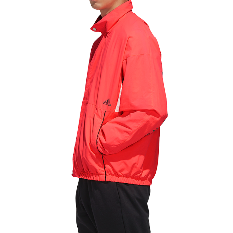 adidas Alphabet Colorblock Stand Collar Jacket Red FM5458