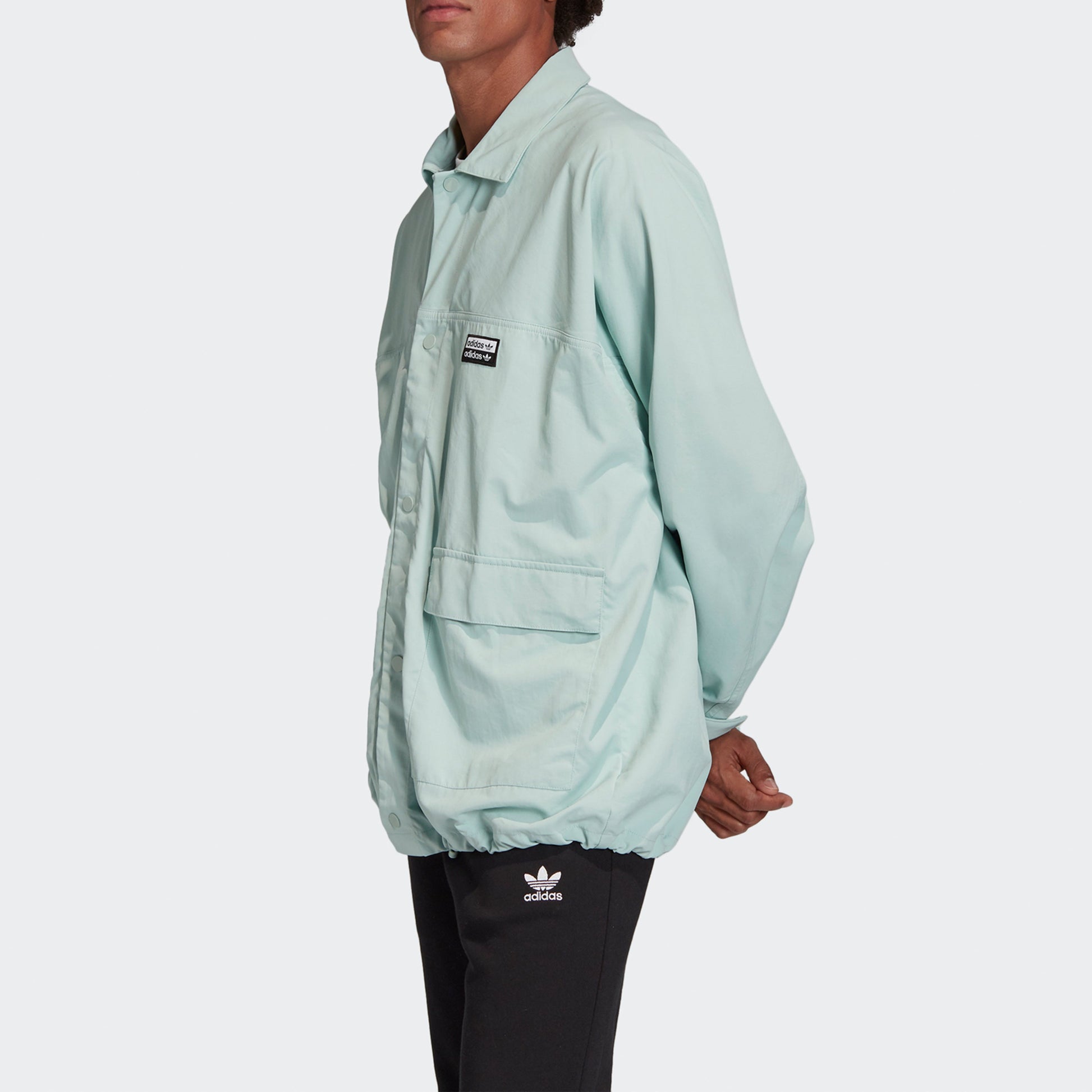 adidas originals Solid Color Cargo Pocket Sports Jacket Light Green FM2247