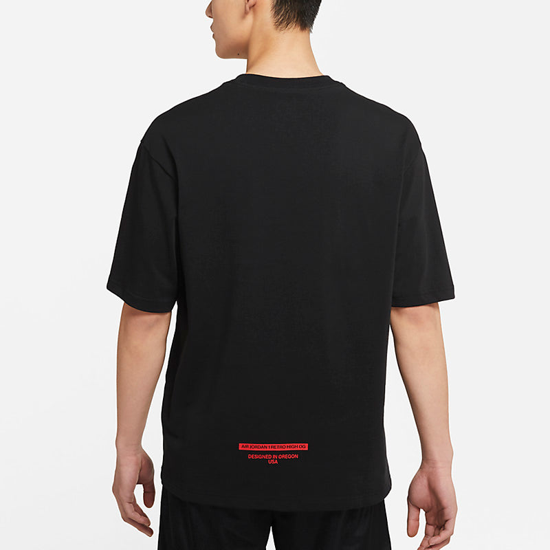 Air Jordan Casual Sports Printing Short Sleeve Black DM3545-010