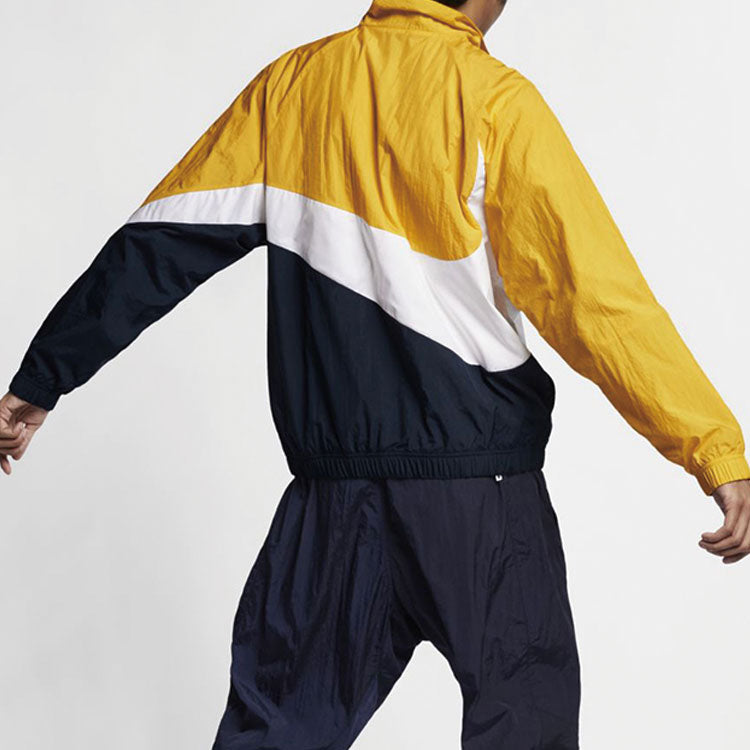 Nike Zipper Knitted Colorblock Sports Windproof Jacket Yellow AR3132-728