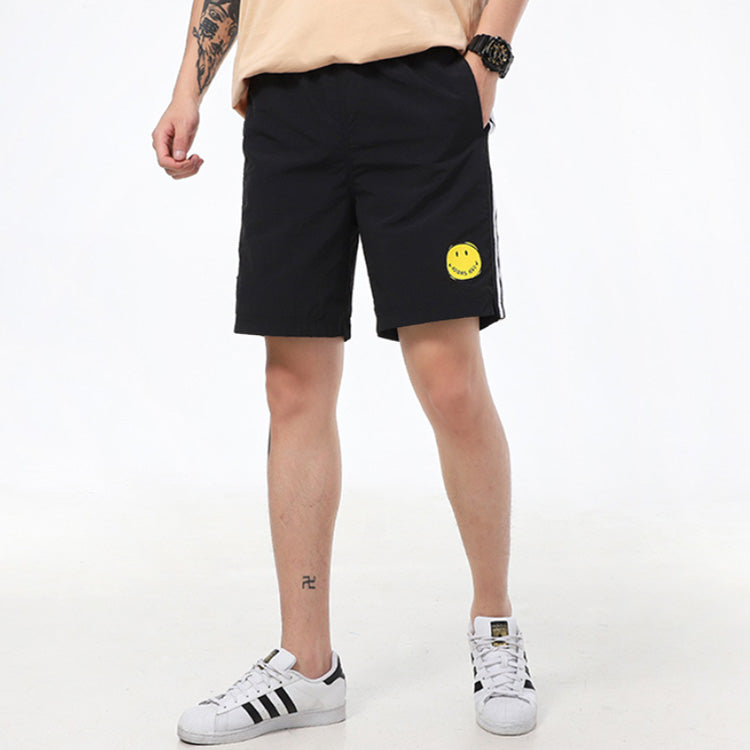 adidas neo M Smly Shorts Smiling Face Printing Stripe Sports Black GP5786