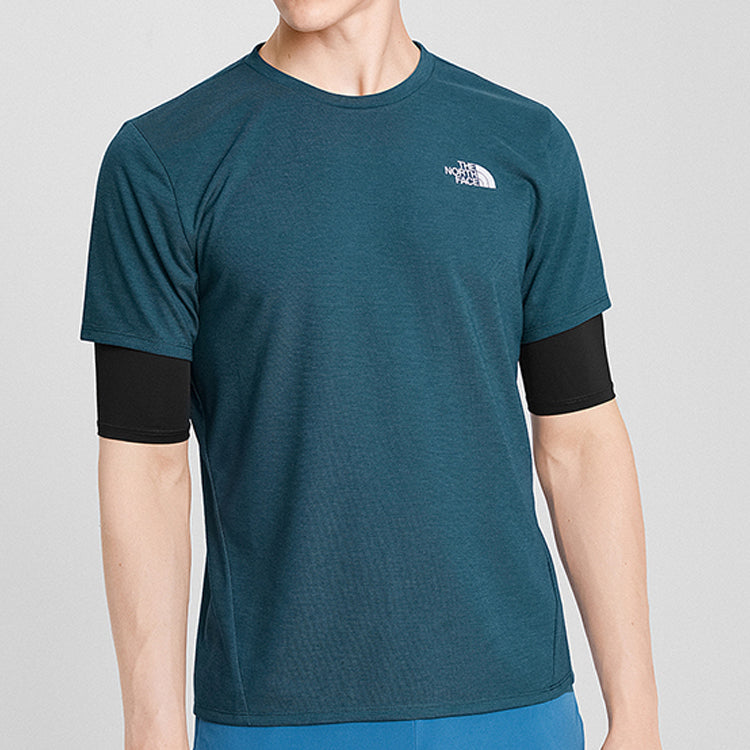 Men's THE NORTH FACE Outdoor Sweat Absorbing Breathable Short Sleeve Blue 4NA6-SF4