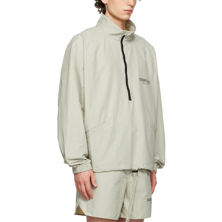 Fear of God Essentials FW21 Half-zip Track Jacket Green/Concrete FOG-FW21-105