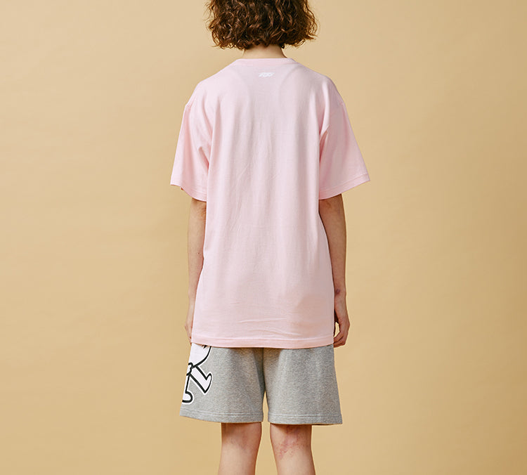 PJs Vigor Surf Pattern Tie Dye Printing Round Neck Short Sleeve Unisex Peach Pink 20SSTS1021-P