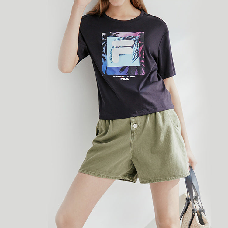 (WMNS) FILA Printing Short Sleeve Navy Blue F11W028137F-NV