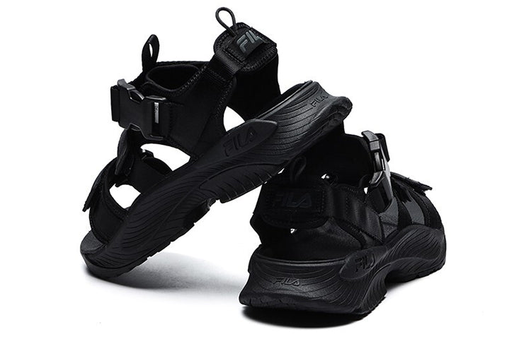 FILA Athletics Velcro Open Toe Flat Heel Sports Black Sandals A12M122607FFB