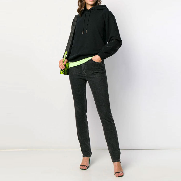 (WMNS) Off-White Hooded Cotton Sweater Black OWBB032E19F300961010