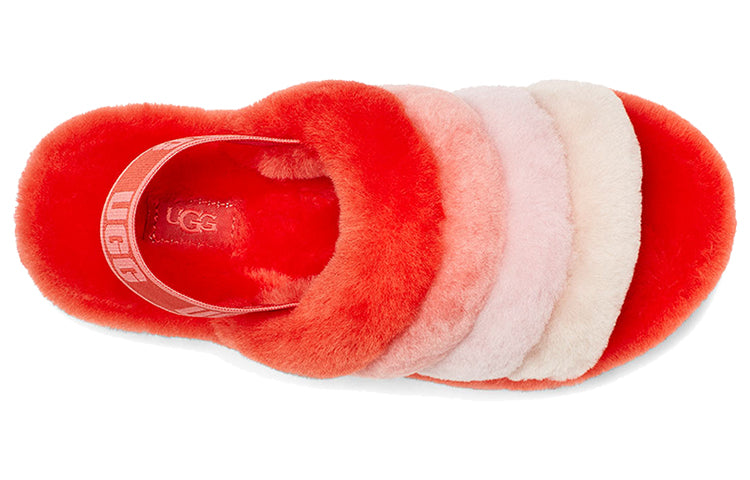 (WMNS) UGG Fluff Yeah Sandals Red White 1097169-LFMLT
