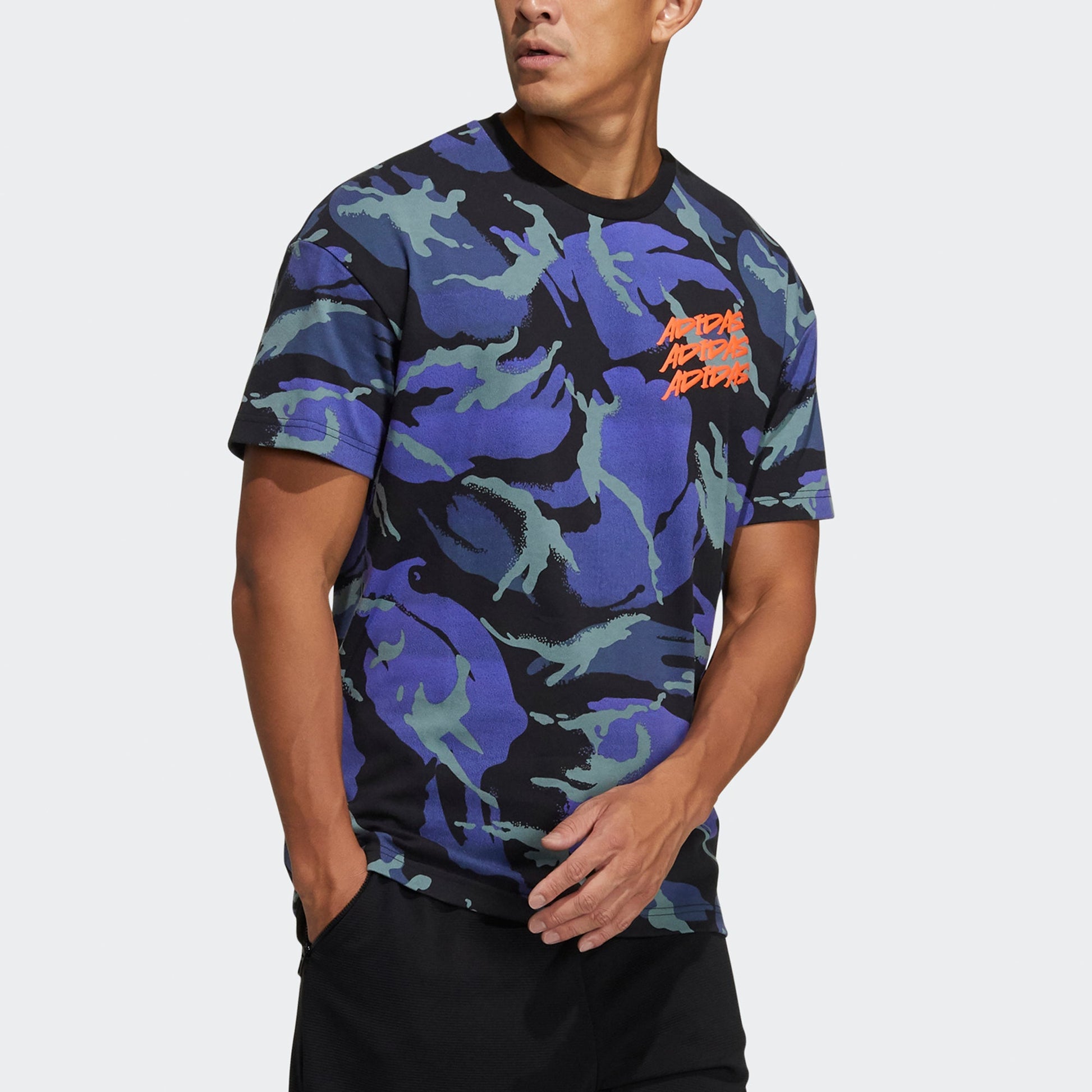 adidas Ub Gfx T Aop Sports Camouflage Printing Short Sleeve Blue GP0882