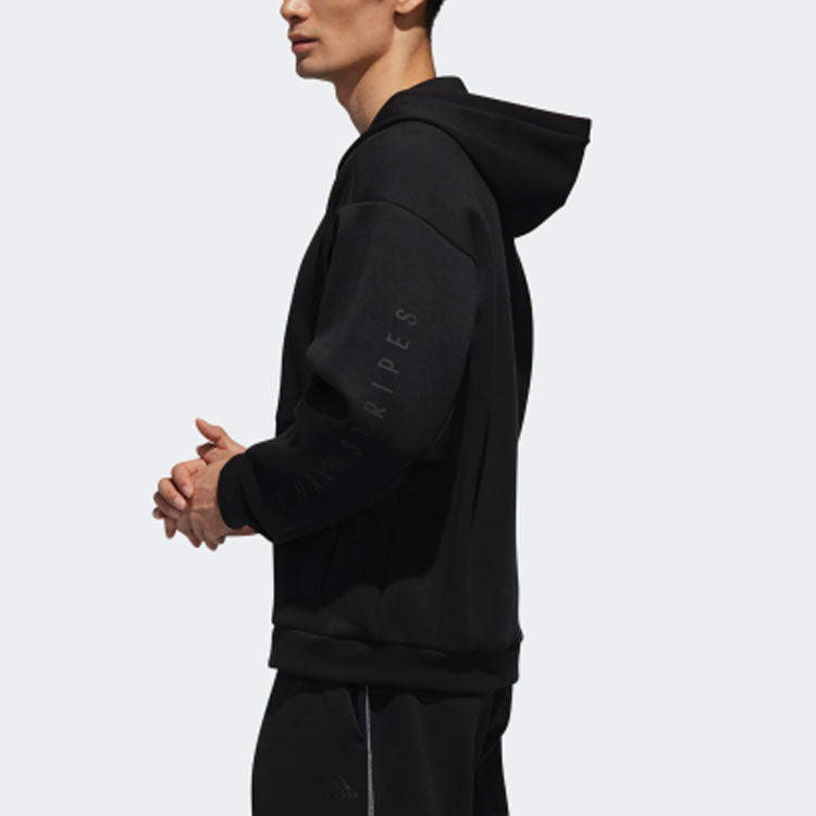 Men's adidas S2s Spc Hd Solid Color Casual Sports Zipper Jacket Black DV3342