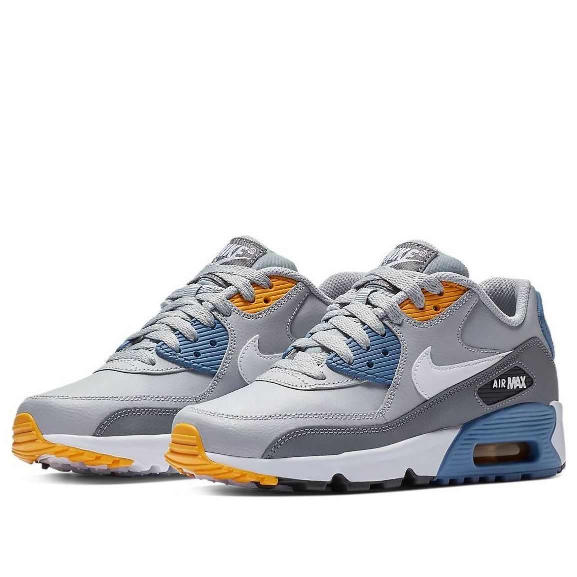 (GS) Nike Air Max 90 LTR Leather Low-Top Grey/Blue 833412-026
