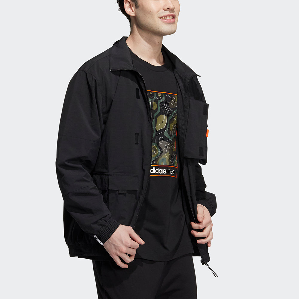 adidas neo W Cg T1 Outdoor Cargo Multiple Pockets Sports Logo Jacket Black HE7940