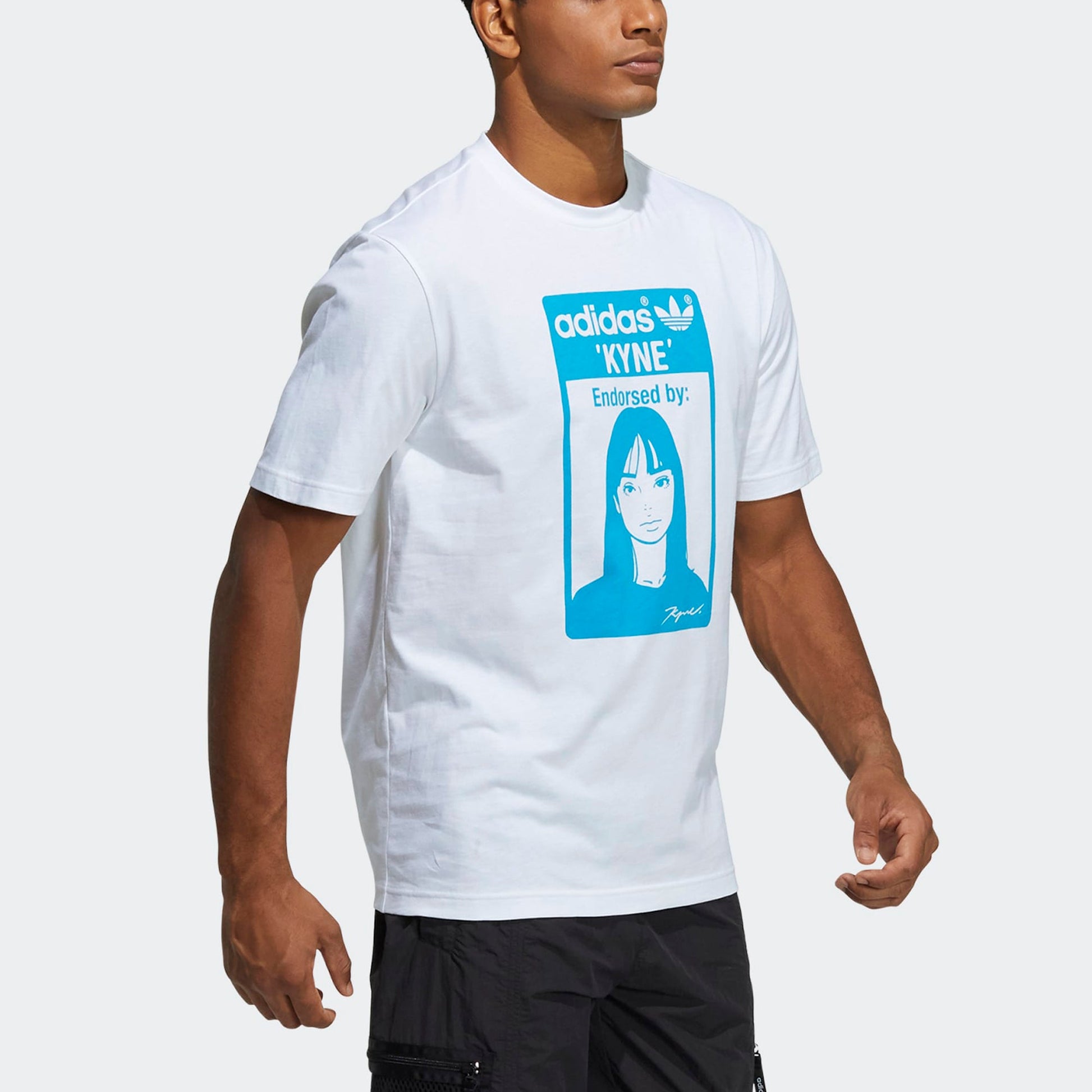adidas originals x KYNE Crossover Character Printing Round Neck Sports Short Sleeve White HA9996