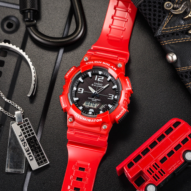 CASIO Sports Solar Powered Quartz Waterproof Mens Orange Analog AQ-S810WC-4A