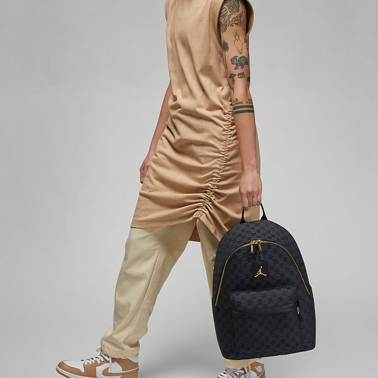 Air Jordan Gold Logo Monogram Backpack 'Black' FJ6784-010