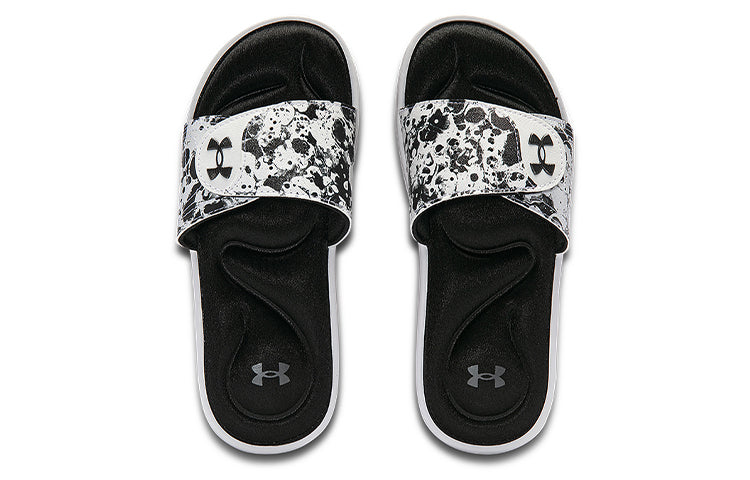 (WMNS) Under Armour Ignite 6 Graphic Strap Slide 'Black White' 3024453-002