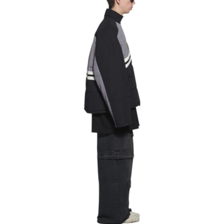 Balenciaga Padded Funnel-Neck Tracksuit Jacket 'Grey Black' 675462-TKO48-1000