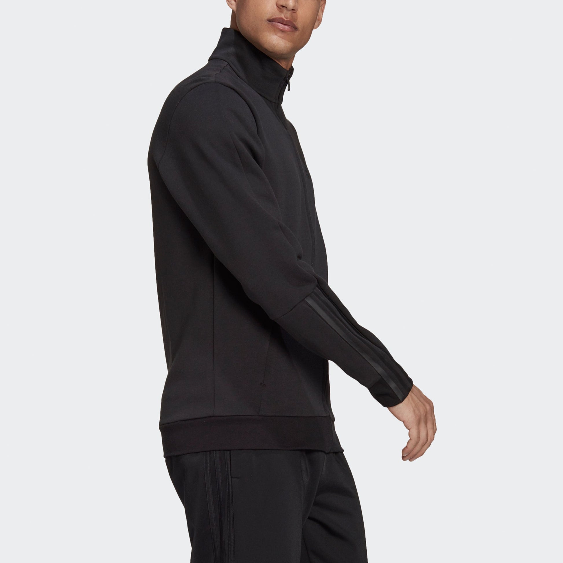 adidas M DK TJ Solid Color Logo Athleisure Casual Sports Jacket Black H12217