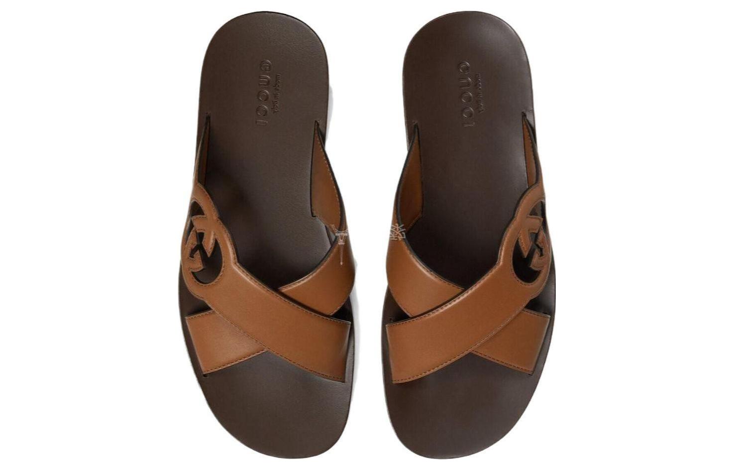 Gucci Side Interlocking G Slide Sandals 'Brown' 738471-US000-2535