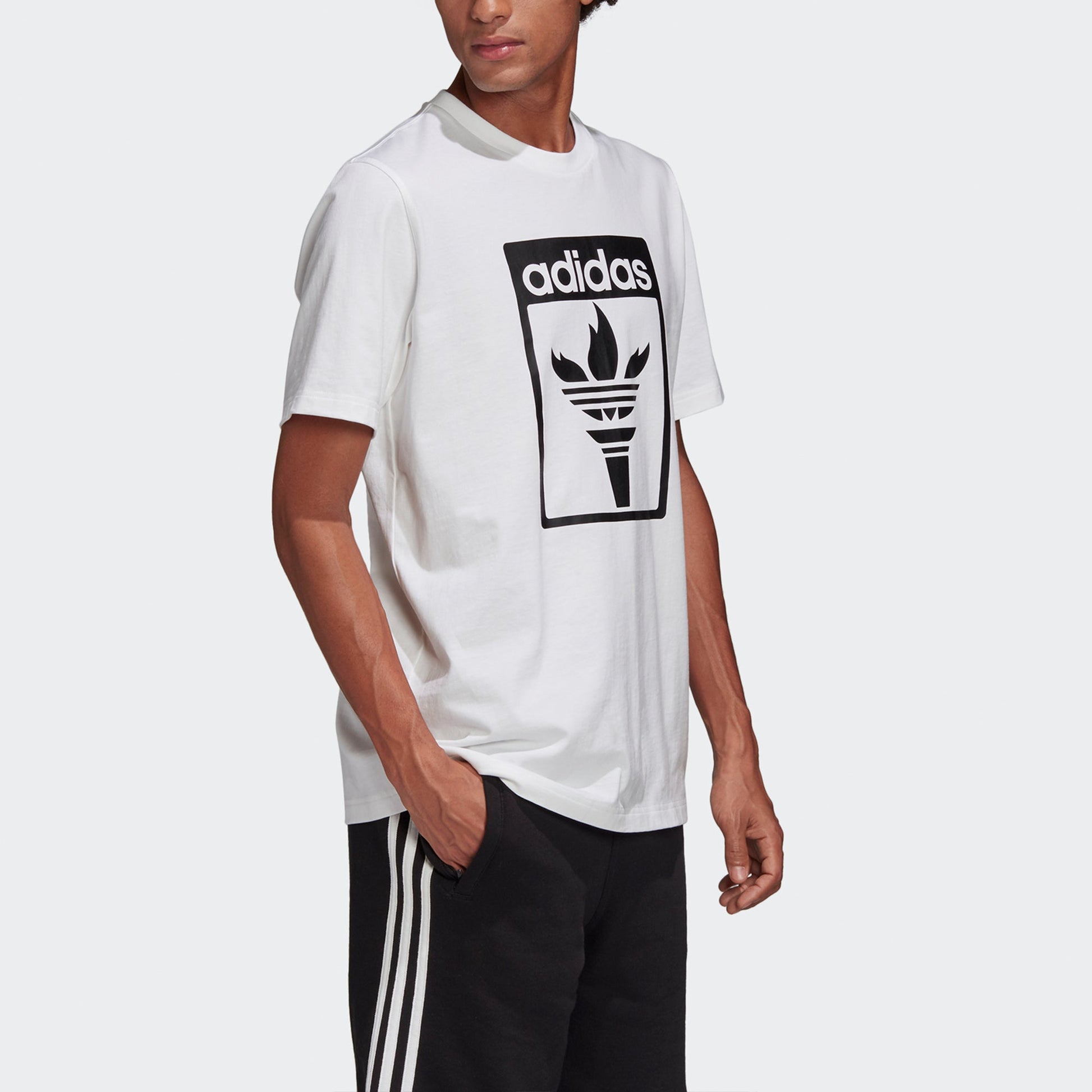 adidas originals Tee 1 Logo Printing Sports Short Sleeve White GK5910