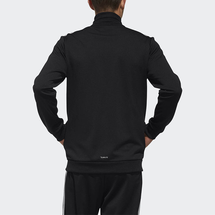 adidas Stripe Zipper Casual Sports Jacket Black DV1099