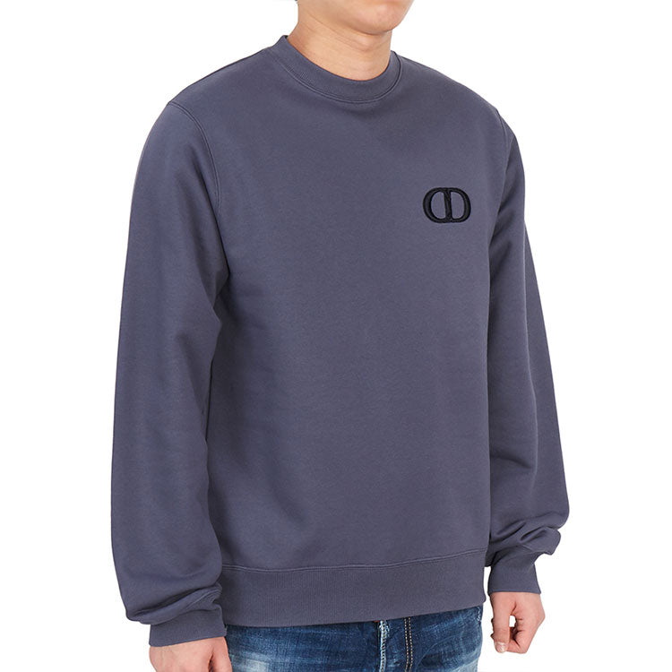 Men's DIOR FW21 Alphabet Printing Pattern Round Neck Long Sleeves Purple Blue 113J699A0531-485