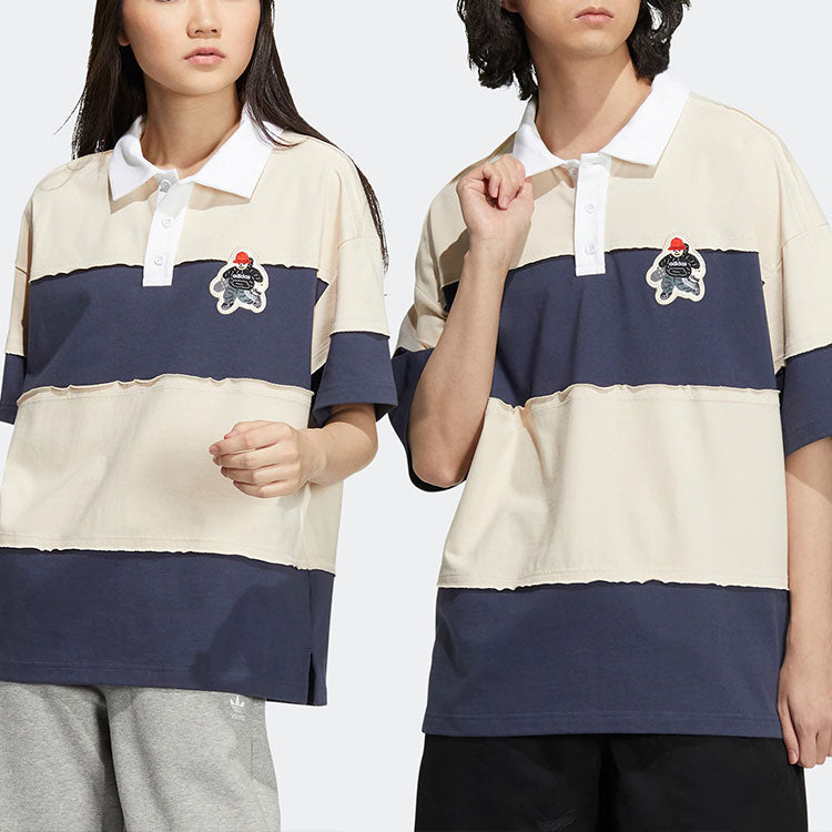 adidas x CHARR Short Sleeve Polo Shirt 'Cream White Navy' HR3467