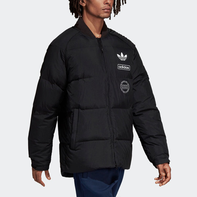 adidas originals Graphic JKT Contrasting Colors Windproof Stay Warm Sports Down Jacket Black DP8555