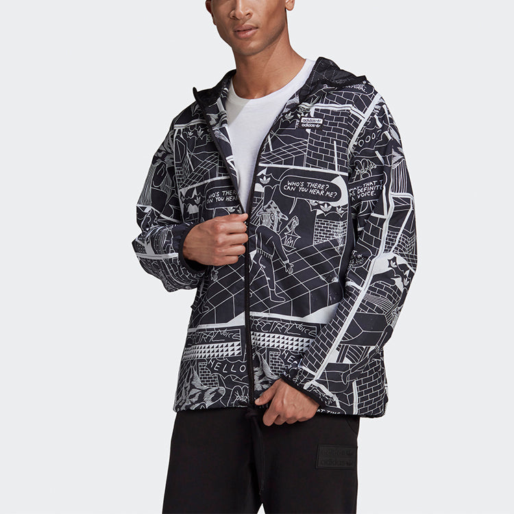 adidas originals R.Y.V. Graphic Windbreaker For Men Black GN3333