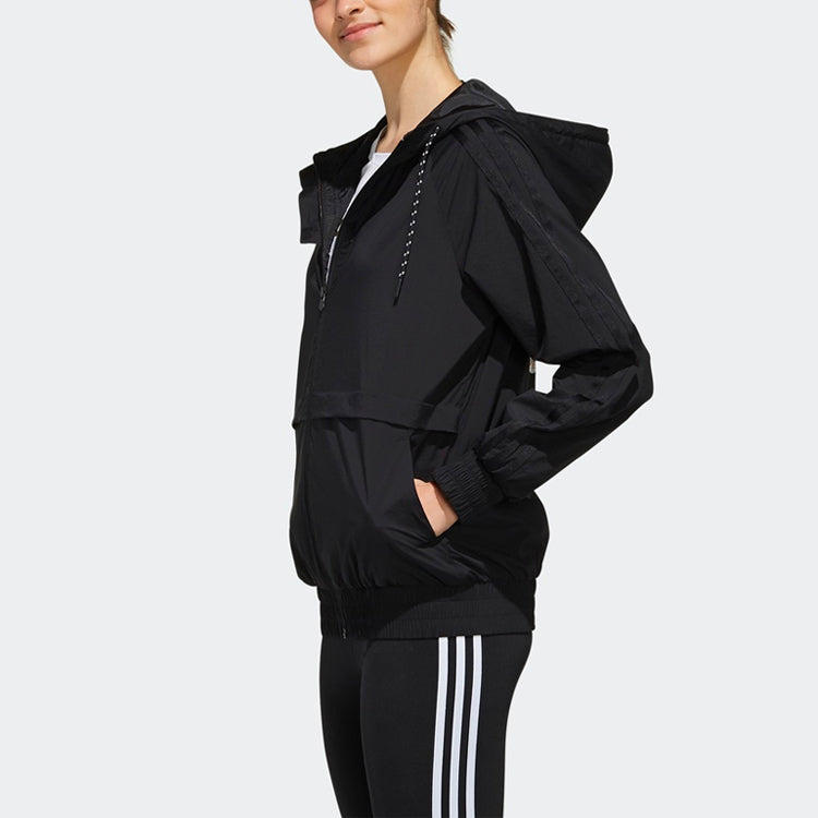 (WMNS) adidas neo hooded Sports Jacket Black FK9939