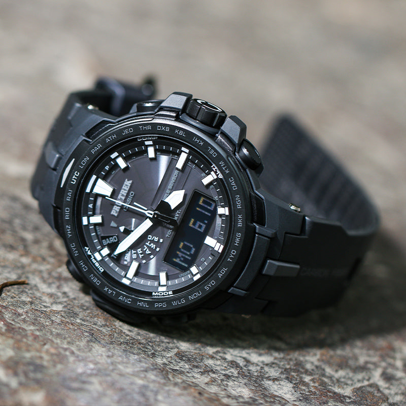 CASIO Waterproof Sports Shockproof Solar Powered Mens Black Analog PRW-6100Y-1BPR