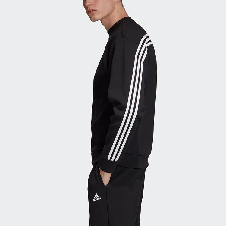 adidas M Mh 3s Crew Casual Sports Solid Color Round Neck Black DX7654
