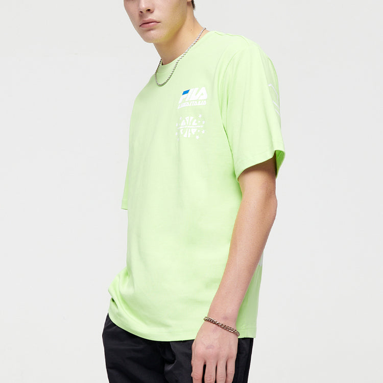 FILA FUSION Back Printing Loose Sports Round Neck Short Sleeve Unisex Green T81U125104A-LG