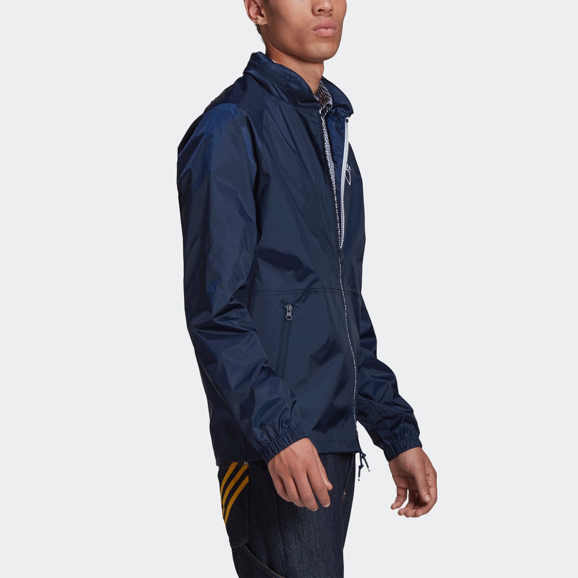 adidas originals x HUMAN MADE Crossover Embroidered Logo hooded Sports Jacket Navy Blue GM4256