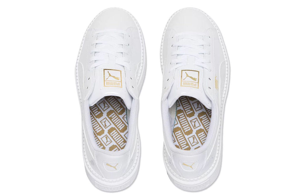 (WMNS) PUMA Basket Platform Retro Low Tops Casual Skateboarding Shoes Unisex White 367046-01