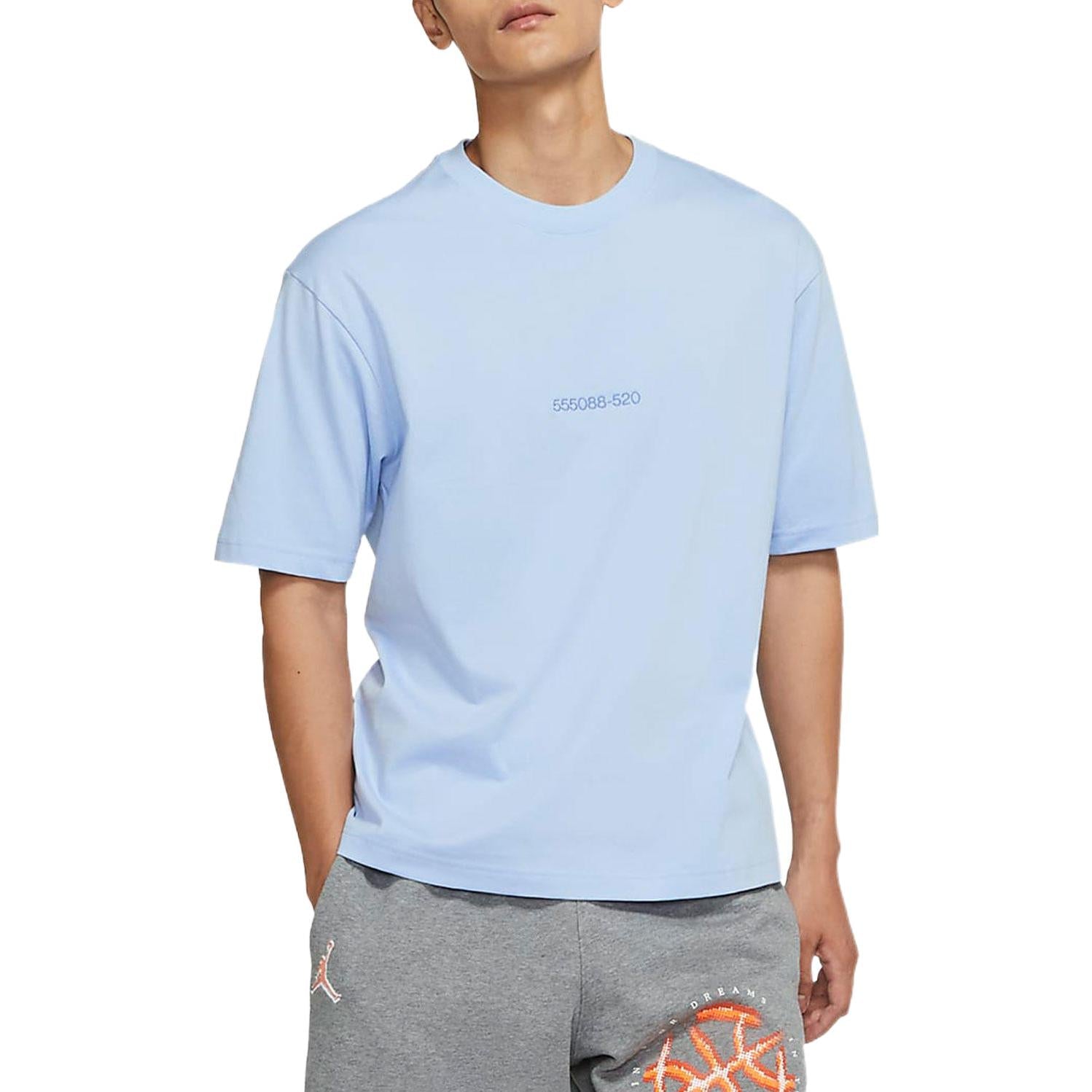 Men's Air Jordan Casual Sports Breathable Short Sleeve Blue T-Shirt DR9621-468