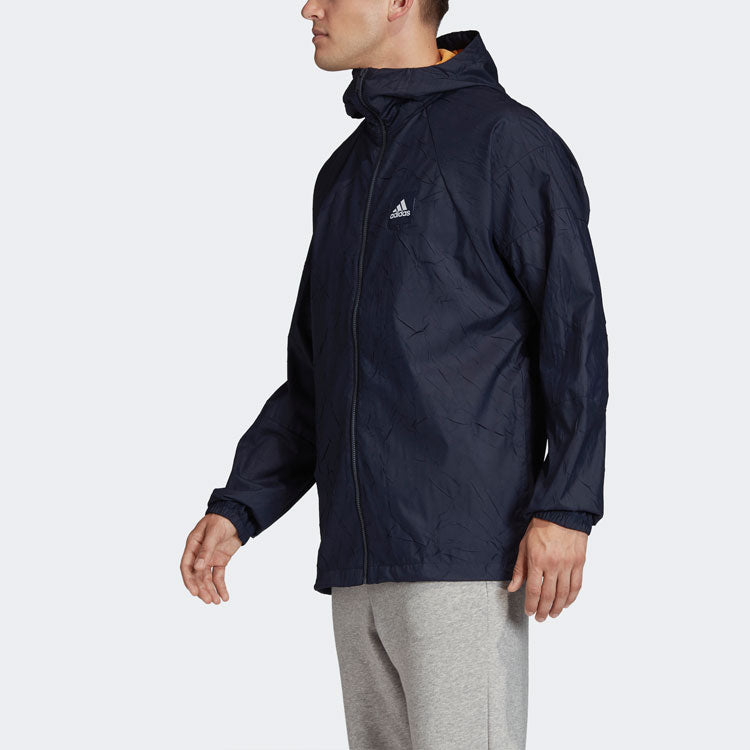 adidas Casual Sports hooded Logo Jacket Navy Blue FR8289