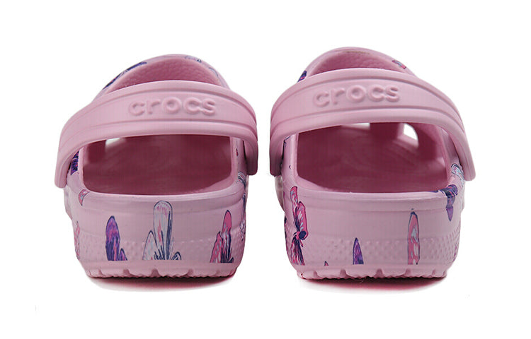 (PS) Crocs Classic clog Butterfly Pattern Outdoor Flat Heel Sports Pink Sandals 206414-6GD