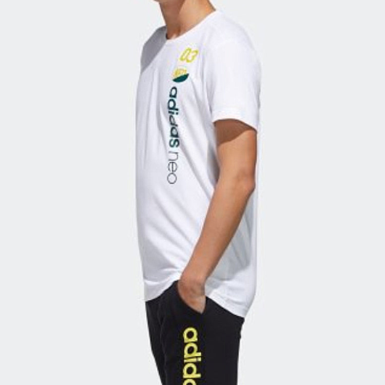 adidas neo Casual Cozy Sports Round Neck Short Sleeve White GK1525