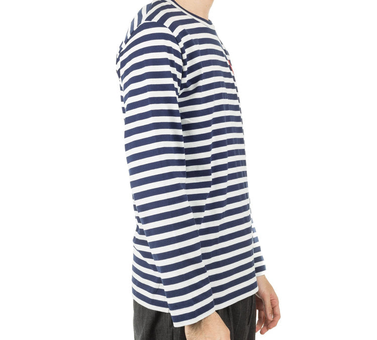 COMME des GARCONS PLAY Stripe Long Sleeves Tee 'Navy Blue White' AZ-T010-051-1