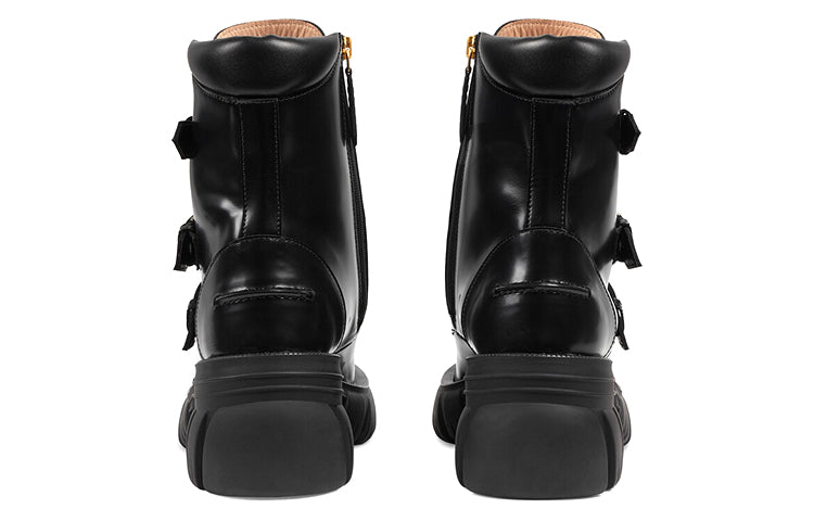 (WMNS) Gucci Leather Ankle Boots 'Black' 663590-DKSD0-1000
