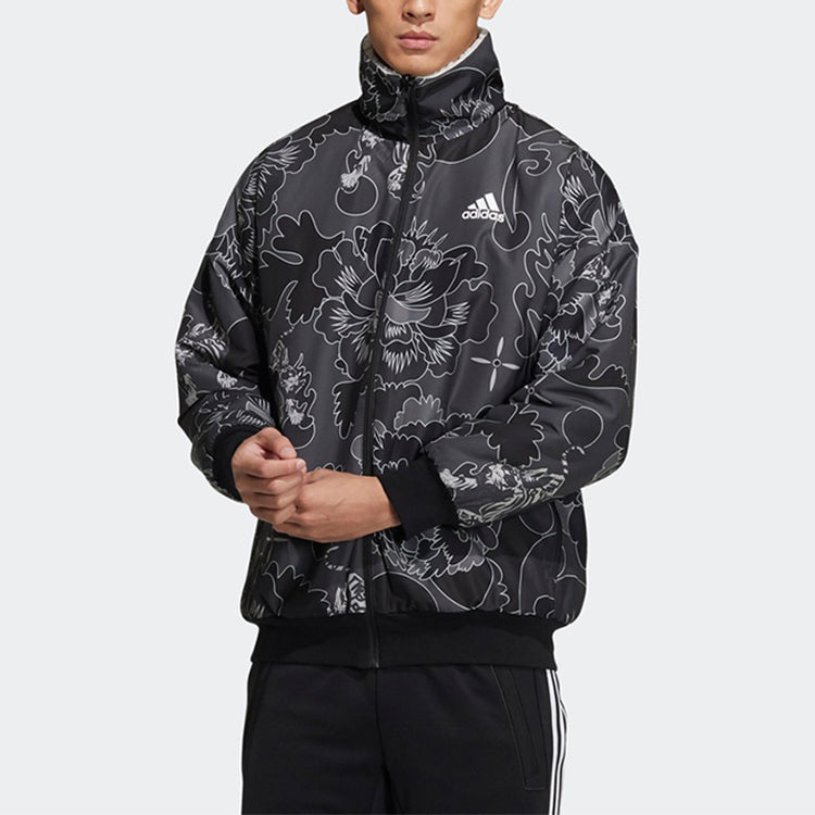 adidas Aop Rev Jkt Reversable Fleece Jacket Men Grey GT6477