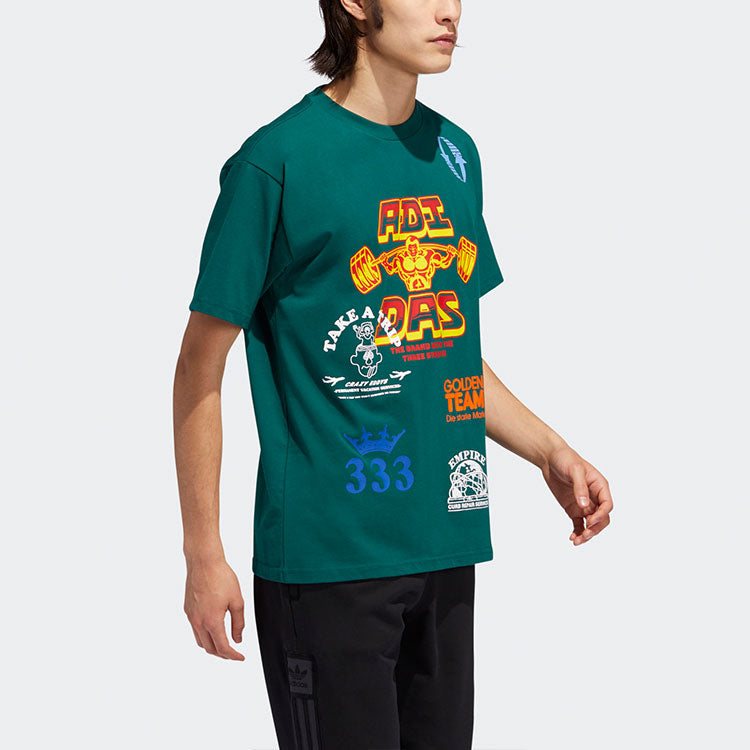 adidas originals Athleisure Casual Sports Printing Short Sleeve Green EC7370